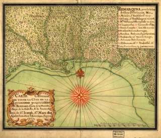 1747 Map of Gulf Coast (US) Maps Manuscript Early works  