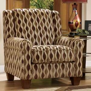  Tan Pattern Fabric Chair and Ottoman
