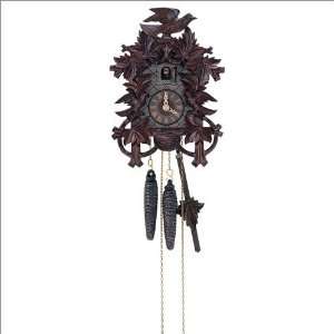   Inch Eight Leaves and Three Birds Black Forest Mahogany Cuckoo Clock