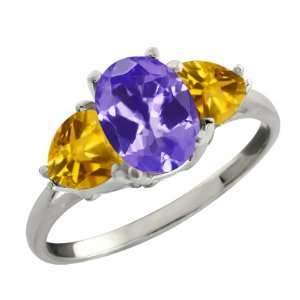  1.98 Ct Oval Blue Tanzanite and Yellow Citrine Sterling 