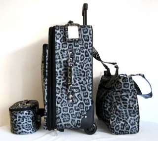CarryOn 3 pc Travel Set Bag Rolling Wheel Luggage Beauty Case Purse 