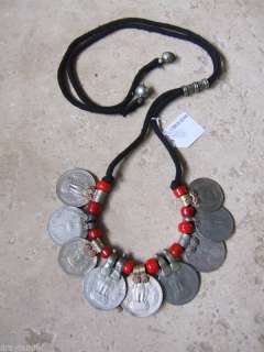 BELLY DANCE TRIBAL NECKLACE/CHOKER VINTAGE COINS BEADS  