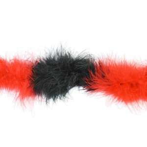  Red and Black Fluffy Striped Spirit Feather Boa 2 Yards 