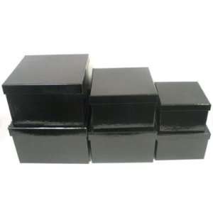  Glossy Square Box   Black / 6 pc. Set