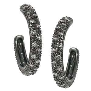  Black Rhodium plated Brass Cubic Zirconia Hoop Earrings Jewelry