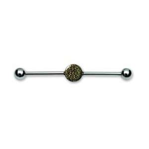 com Surgical Steel Industrial Barbell with Small Leopard Print Center 