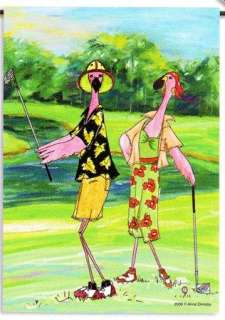 Pink Flamingo Golfers Golfing Golf Standard Flag Banner  