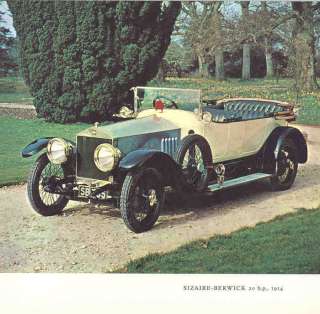 CARS SIZAIRE BERWICK. 20 HP. 1914. Vintage Print.1968  
