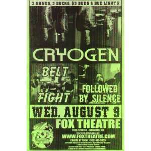  Cryogen Belt Fight Fox Boulder Concert Poster 2006