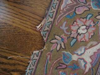 ANTIQUE CHAIN STITCH CREWEL EMBROIDERY RUG INDIA  