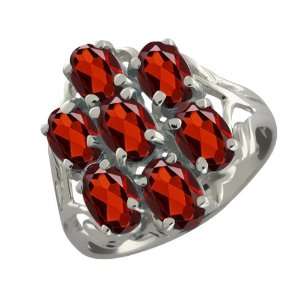  3.85 Ct Oval Red Garnet 10k White Gold Ring Jewelry