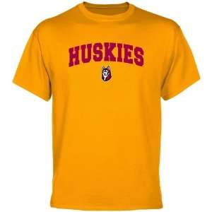  NCAA Bloomsburg Huskies Gold Logo Arch T shirt Sports 
