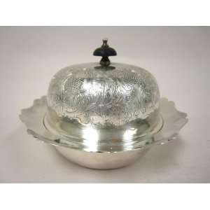  Victorian Silver Plate Covered Butter Dish with Ice Space 