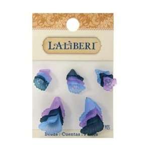 Laliberi Flowers And Brass Mixed Flute Flower Beads 5/Pkg Blue/Purple 