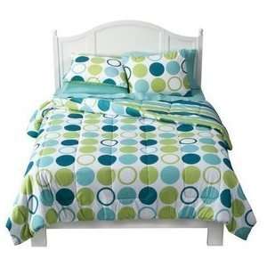 Xhilaration Blue Green Dot Comforter & Shams Set Full Queen Bed Cover