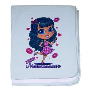  Baby Blanket Sky Blue High Maintenance Girl with Kisses 