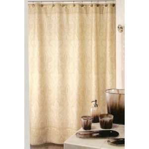   Lis paisley Fabric Shower Curtain khaki beige tan