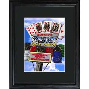 Wedding Favors Personalized Marquee Daytime Royal Flush Poker Framed 