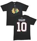 Chicago Blackhawks Patrick Sharp Black Vintage Logo Jersey T Shirt sz 