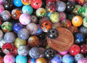 Lb/Pound  8mm Round Glass Beads  Marble & Jaspertones  USA Seller 