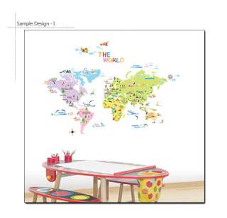 WORLD MAP Children Room Nursery Wall Decor DIY STICKER  