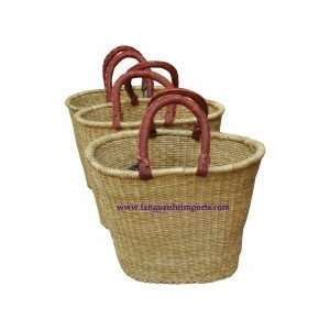 African Bolga Oval Tapered Basket Large in Natural 