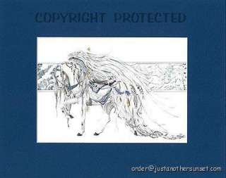Nene Thomas Angel White Carousel Horse Matted Print NEW  