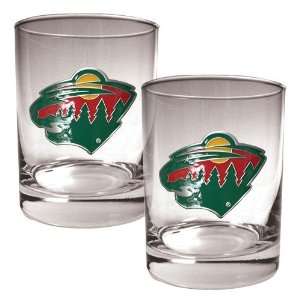  Minnesota Wild NHL 2pc Rocks Glass Set   Primary Logo 