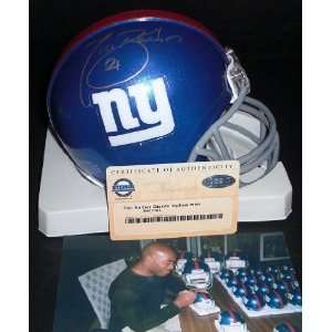 Tiki Barber Autographed/Hand Signed New York Giants Mini Helmet 