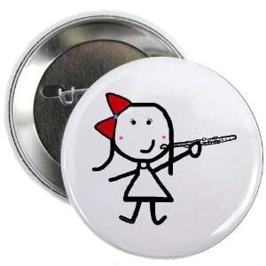  Girl Flute Button Music 2.25 Button by  Arts 