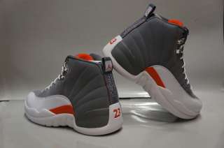 Nike Air Jordan 12 Retro Cool Gray Team Orange White Sneakers Mens 