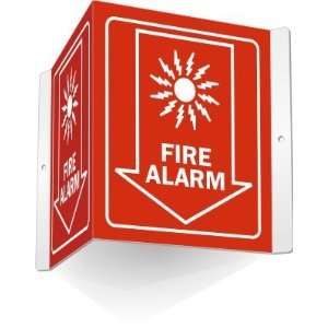 Fire Alarm (with graphic and arrow) Alumm Projecting Sign, 5 x 6