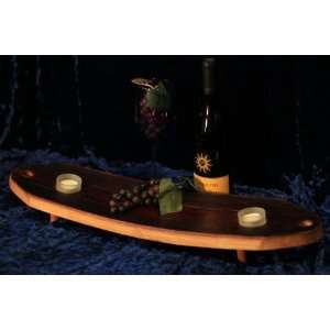   Fruit Bowl Sushi or Cheese Plate w/ Candle Made From Wine Barrel Stave