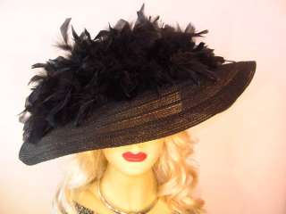 Black Designer Ladies Hat Millinery Womens Church Hats  
