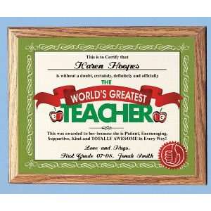  Worlds Greatest Teacher Personalized Printed Plaque