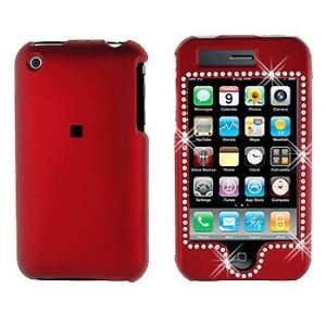  Premium   Apple iPhone 3G/3GS Diamond Rubber Red Cover 