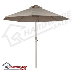 Solar Powered Patio Umbrella w/ 16 LED Lights Taupe NEW  
