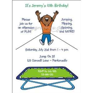  Bungee Trampoline Boy (brown Skin) Party Invitations Toys 