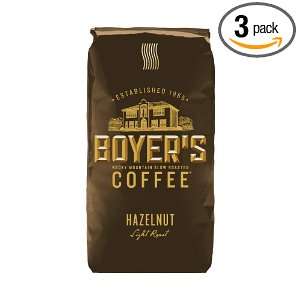 Boyers Coffee Hazelnut (Ground), 12 Ounce Bags (Pack of 3)