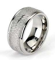 Stainless Steel Ring Sand Blasted Center Swirl Size 6  