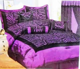 pc Purple/Black Silk Zebra Comforter/Sheet Set TWIN  