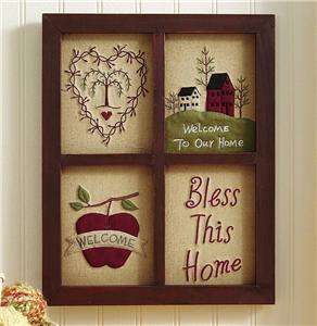 COUNTRY DECOR STYLE BLESS THIS HOME EMBROIDERED WALL HANGING NEW 