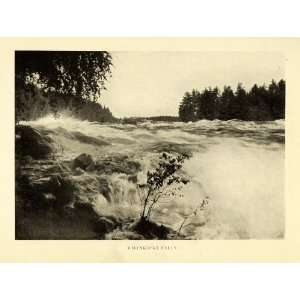 1908 Print Valinkoski Falls Vallinkoski Finland Suomi Landscape 