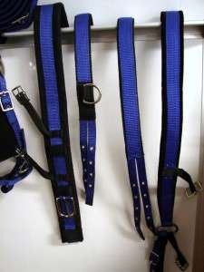 HORSE SIZE DRIVING CART SYNTHETIC HARNESS BLUE BLACK COMBO TACK BRIDLE 