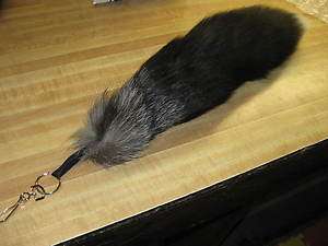 Tanned Silver Fox Tail Key Chain Trapping Fur Coats With Extra Clip 