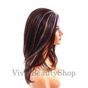 SYNTHETIC LACE FRONT STRAIGHT HAIR WIG BROWN + BLONDE  