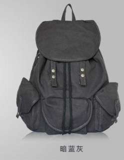 gray canvas womens Backpack Rucksack book bag CDB782  