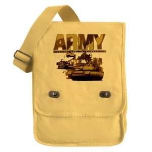   Field Bag Yellow US Army with Hummer Helicopter Soldiers and Tanks