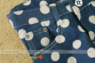   Fit Polka Dot Design Pencil Jeans Pants Trousers Blue WPT133  