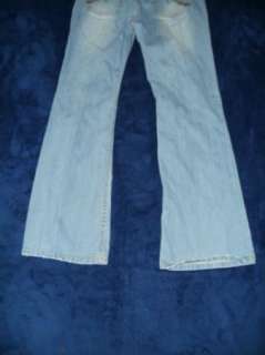   Short LOW rise stretch distressed FLARE leg blue jeans 28x29  